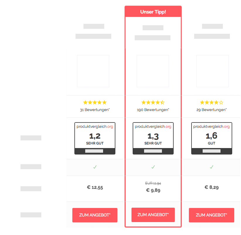 produktvergleich vergleichstabelle 1 - Startseite